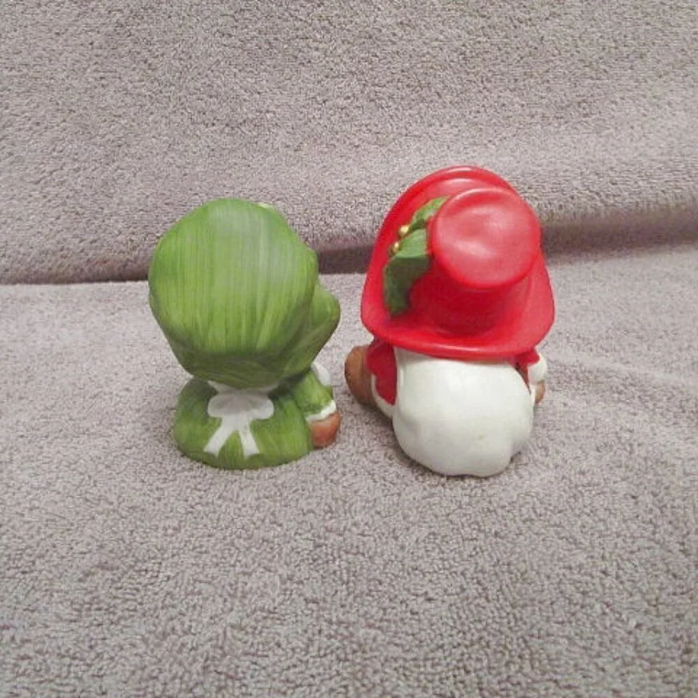 Vintage Homco Mr & Mrs Santa Bear Figurines Bisque Porcelain Christmas Set Of 2